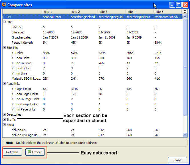 сравните это в окне   нажмите на любую точку данных, чтобы перейти к источнику   экспортировать данные в файл CSV
